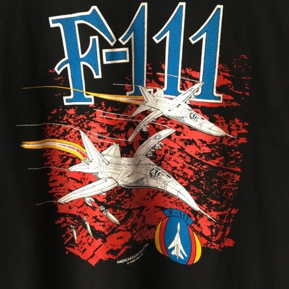 90s Vintage F-111 Graphic Single Stitch Tee Shirt - Picture 3 of 7
